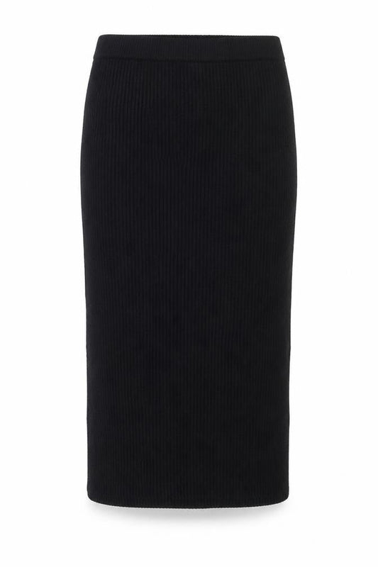 PrettyLittleThing Women’s Black Ribbed Knit High Waist Pencil Skirt Size 10