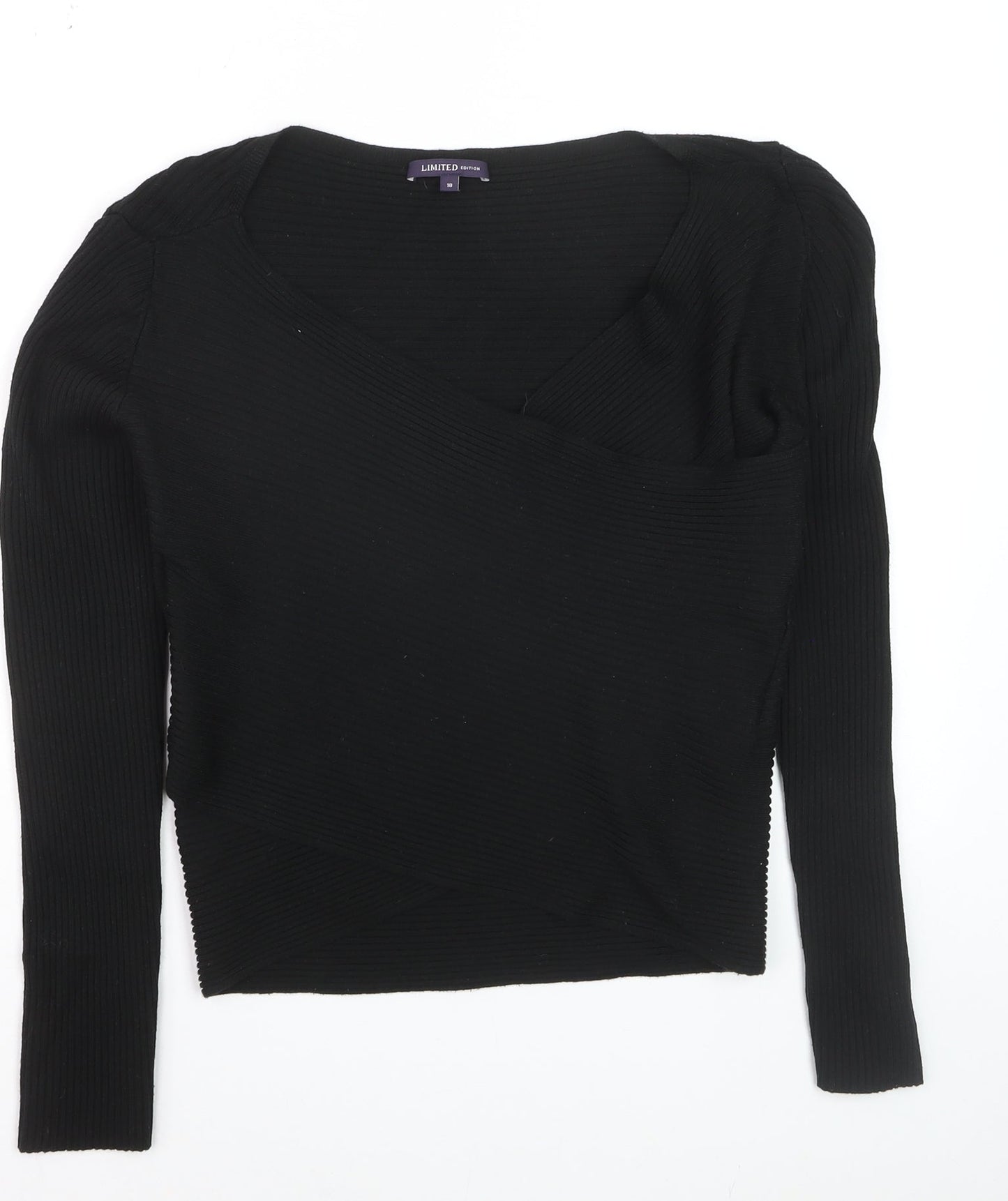 Marks and Spencer Women’s Black V-Neck Rib Knit Jumper Size 18