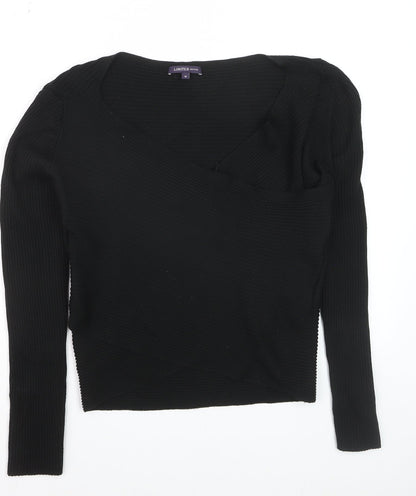 Marks and Spencer Women’s Black V-Neck Rib Knit Jumper Size 18
