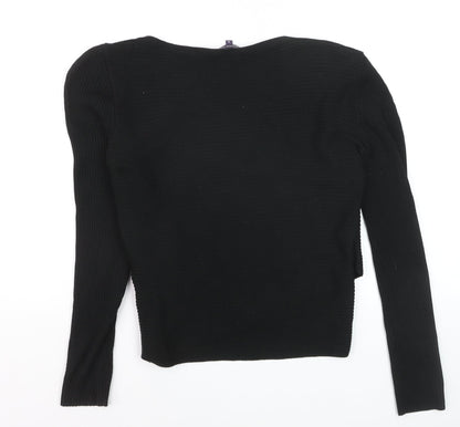 Marks and Spencer Women’s Black V-Neck Rib Knit Jumper Size 18