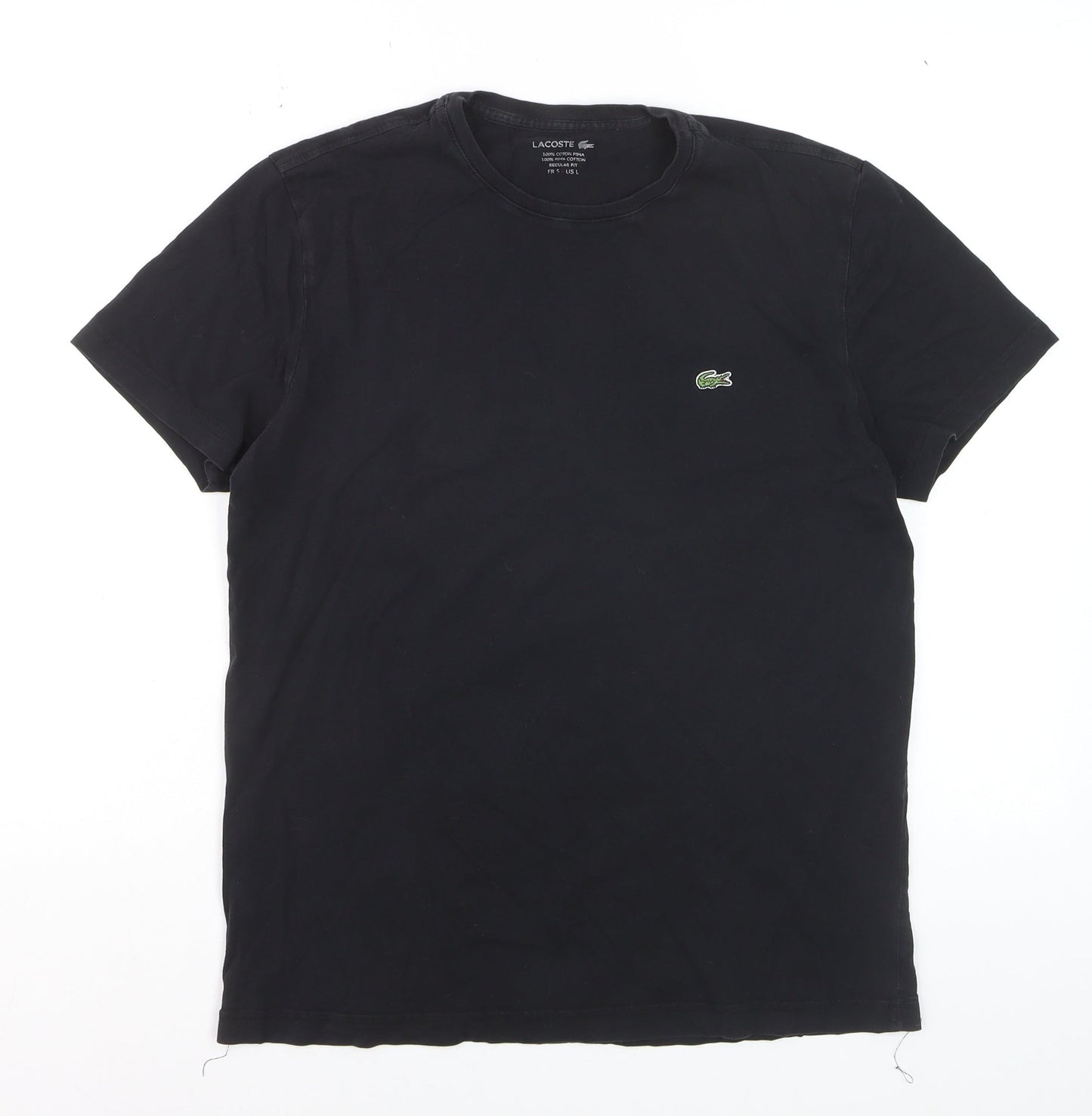 Lacoste Women's Black Cotton Regular Fit T-Shirt Size L