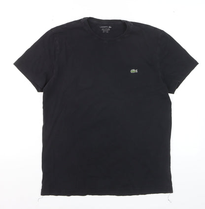 Lacoste Women's Black Cotton Regular Fit T-Shirt Size L