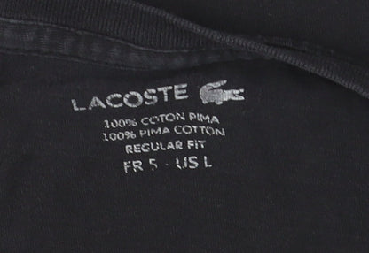 Lacoste Women's Black Cotton Regular Fit T-Shirt Size L