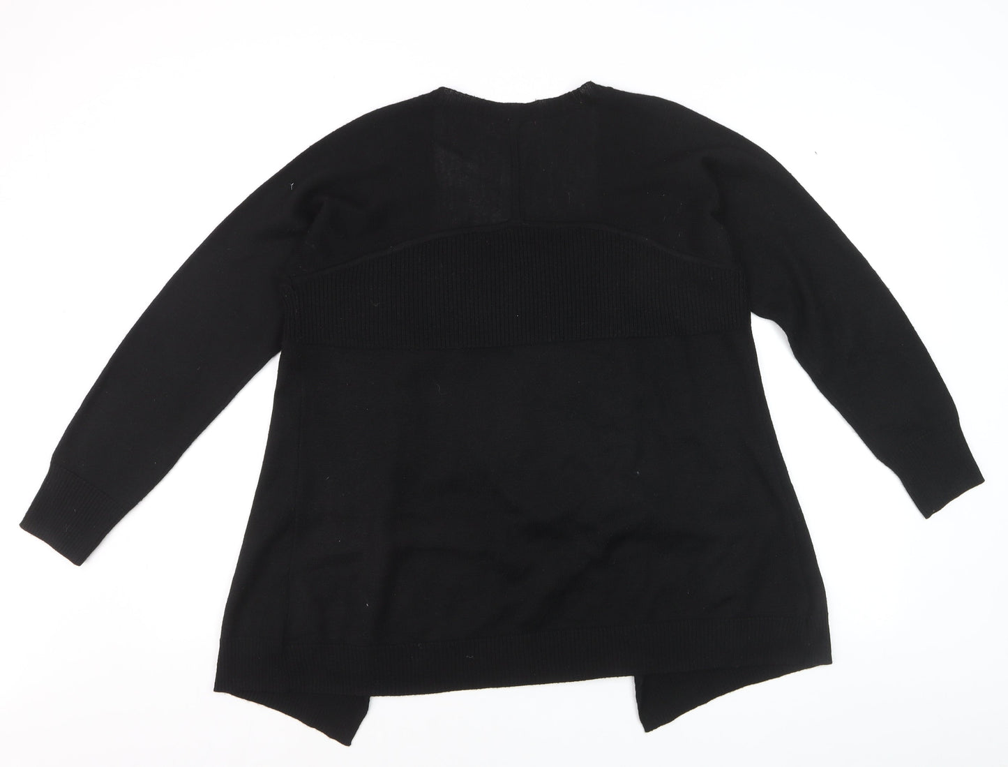 Monsoon Women Black Wool Blend Long Sleeve Open Cardigan Size 16