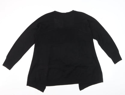 Monsoon Women Black Wool Blend Long Sleeve Open Cardigan Size 16