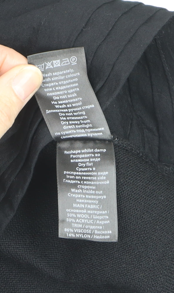Monsoon Women Black Wool Blend Long Sleeve Open Cardigan Size 16