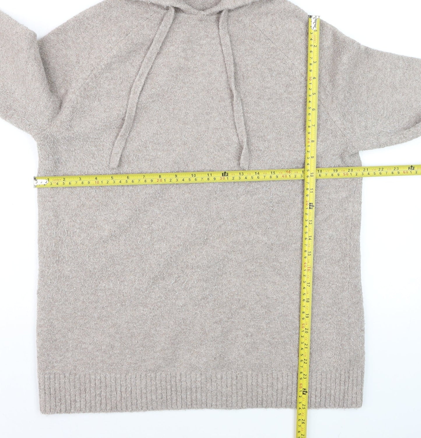 Marks and Spencer Goodmove Women Beige Hooded Pullover Jumper M