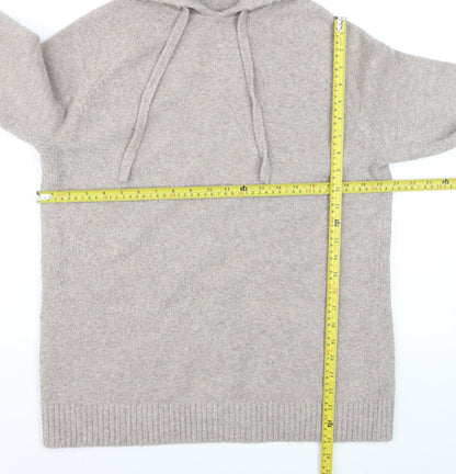 Marks and Spencer Goodmove Women Beige Hooded Pullover Jumper M