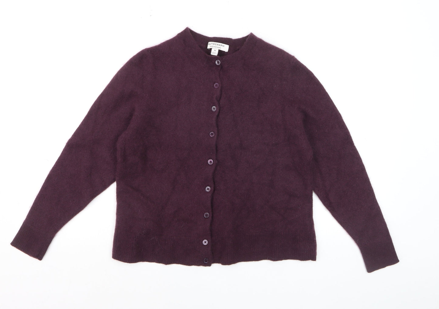 Marks and Spencer Autograph Women Purple Cashmere Cardigan Size 16