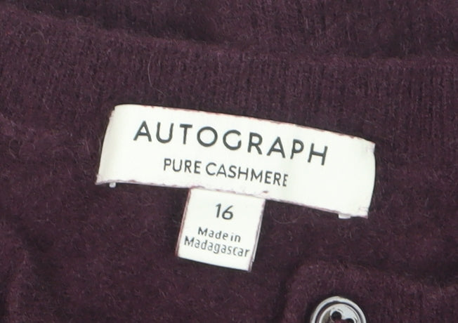 Marks and Spencer Autograph Women Purple Cashmere Cardigan Size 16