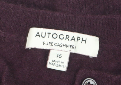 Marks and Spencer Autograph Women Purple Cashmere Cardigan Size 16