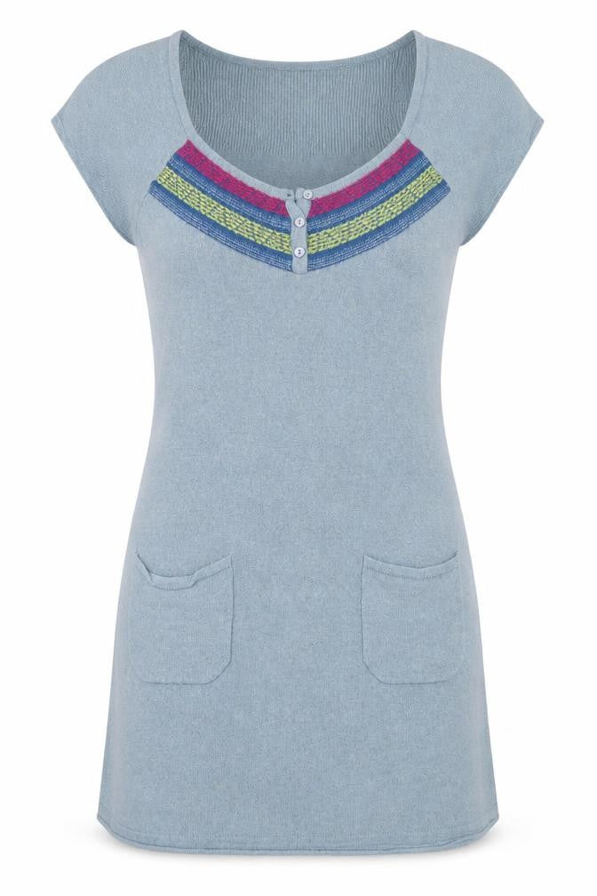 White Stuff Women's Blue Tunic Jumper Size 10 Scoop Neck Knit