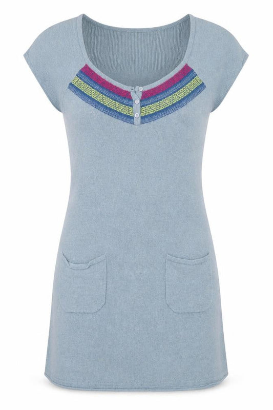 White Stuff Women's Blue Tunic Jumper Size 10 Scoop Neck Knit