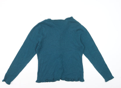 WoolOvers Women's Blue Cashmere Merino Wool Cardigan M