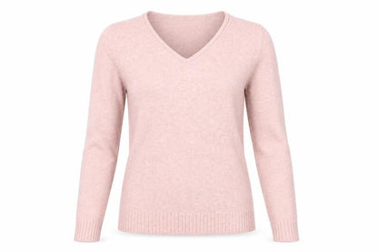 Vila Women Pink Wool Blend V-Neck Long Sleeve Jumper Size S