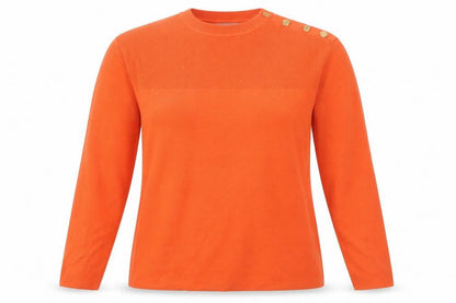 Marks & Spencer Women’s Orange Crew Neck Button Detail Jumper Size M