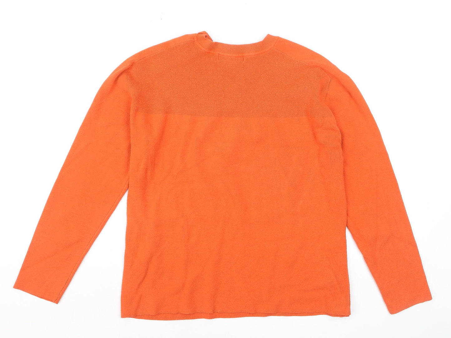 Marks and Spencer Women’s Orange Crew Neck Button Detail Jumper Size M