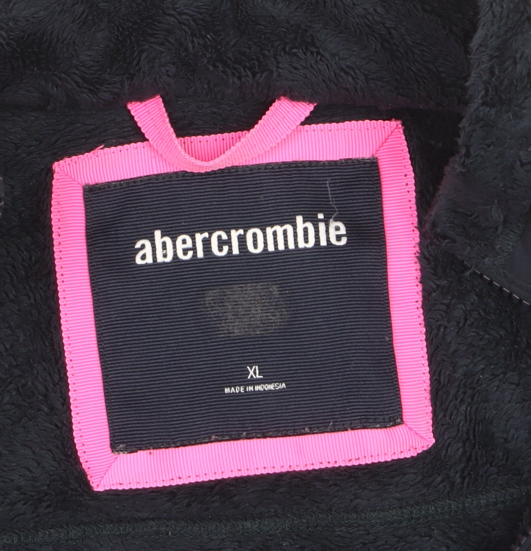 Abercrombie Girls Black XL Full Zip Fleece Hoodie Jacket