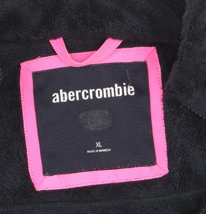 Abercrombie Girls Black XL Full Zip Fleece Hoodie Jacket