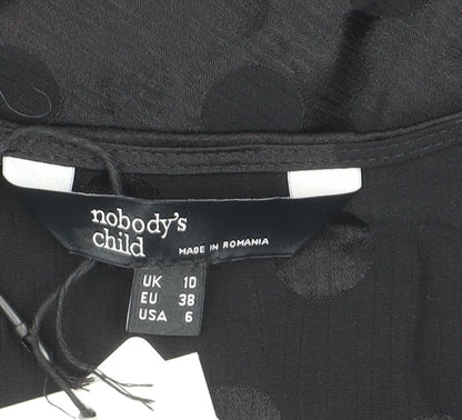 Nobody's Child Women's Black Polka Dot Wrap Mini Dress Size 10