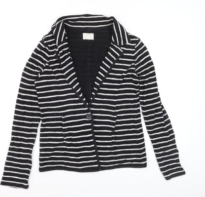 Caslon Women’s Black Striped Knit Blazer Size S Single-Breasted