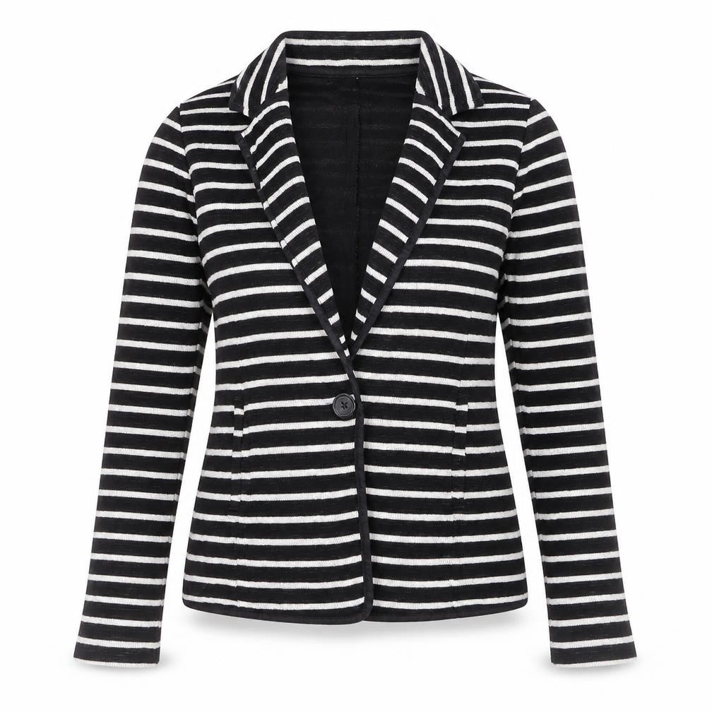 Caslon Women’s Black Striped Knit Blazer Size S Single-Breasted