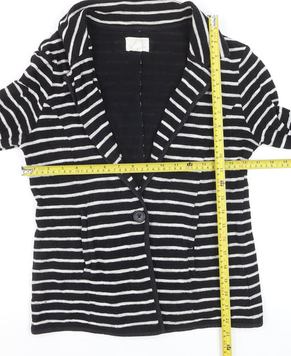 Caslon Women’s Black Striped Knit Blazer Size S Single-Breasted