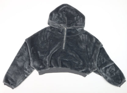 BDG Women’s Grey Cropped Fleece Hoodie Jacket Size M