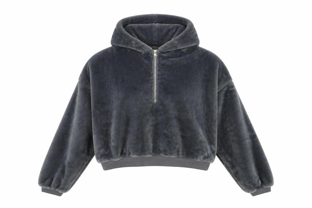 BDG Women’s Grey Cropped Fleece Hoodie Jacket Size M