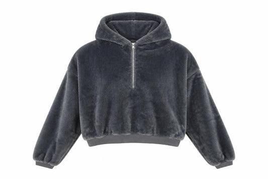 BDG Women’s Grey Cropped Fleece Hoodie Jacket Size M