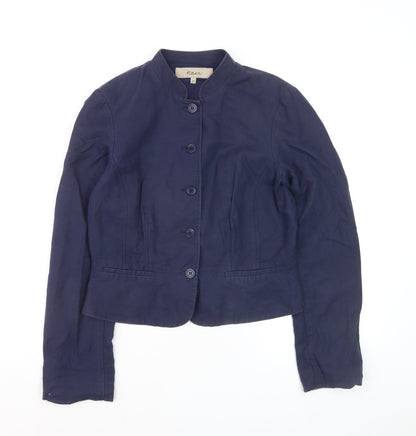 Kew Women's Blue Linen Blend Short Blazer Jacket Size 10