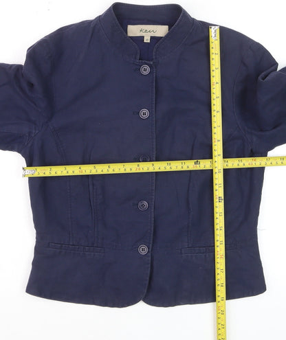 Kew Women's Blue Linen Blend Short Blazer Jacket Size 10