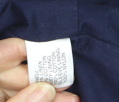 Kew Women's Blue Linen Blend Short Blazer Jacket Size 10