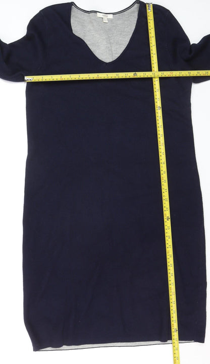 White Stuff Women's Blue V-Neck Knit Sweater Dress Size 14