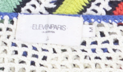 Eleven Paris Women’s Multicoloured Crochet Knit Pullover Jumper Size M