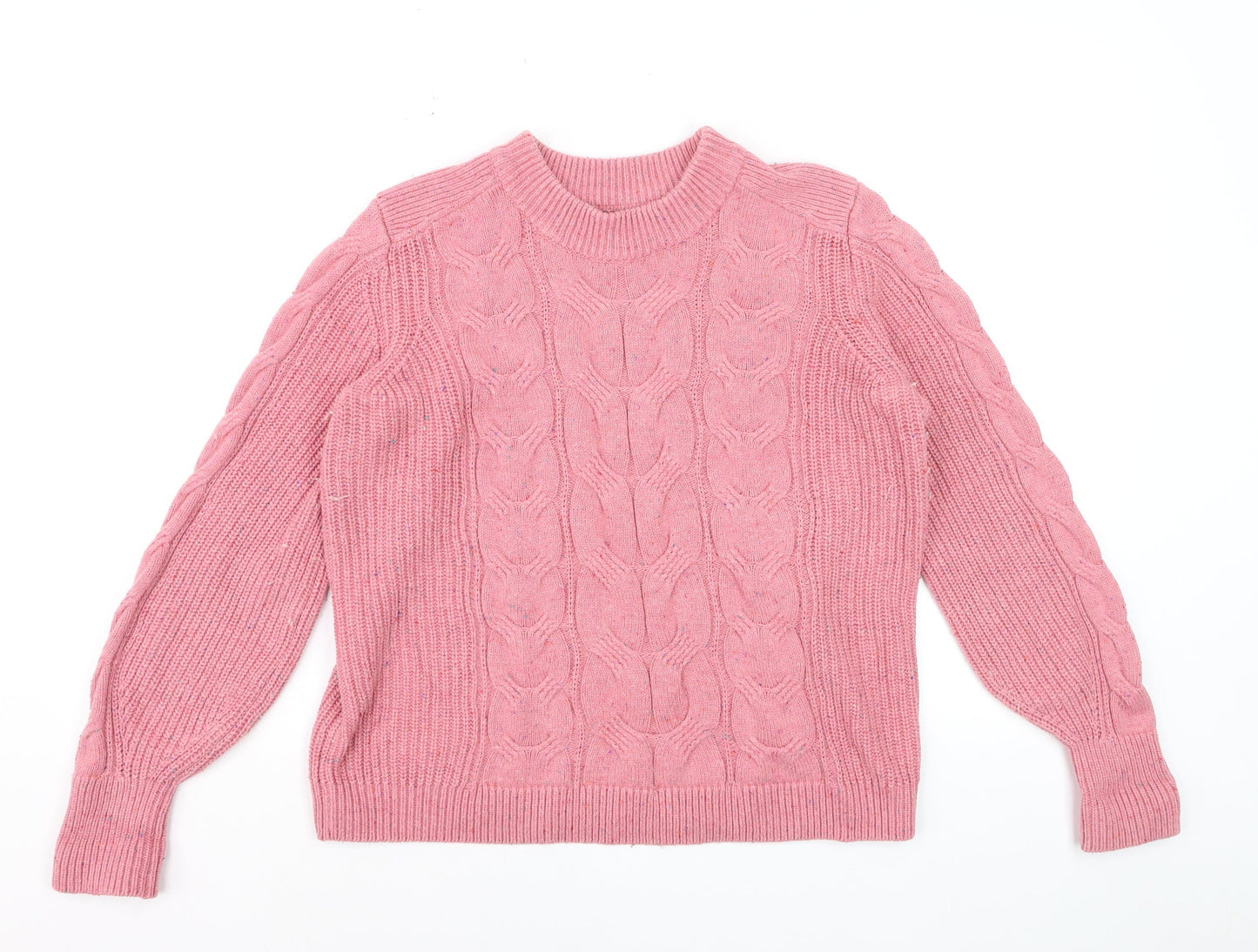 Marks and Spencer Womens Pink Cable Knit Crew Neck Jumper M
