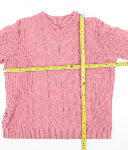 Marks and Spencer Womens Pink Cable Knit Crew Neck Jumper M