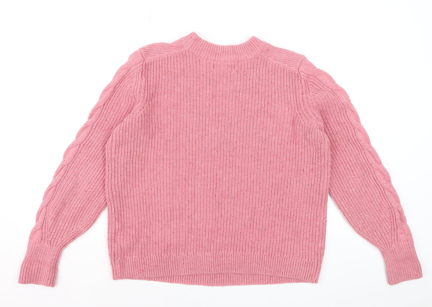 Marks and Spencer Womens Pink Cable Knit Crew Neck Jumper M
