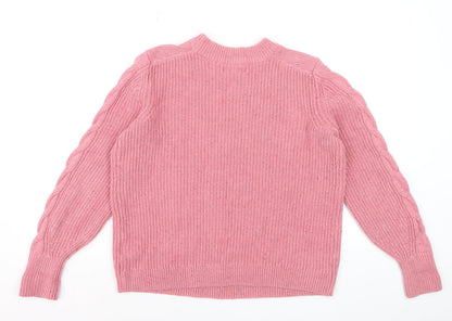 Marks and Spencer Womens Pink Cable Knit Crew Neck Jumper M