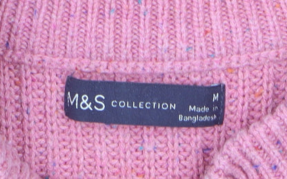 Marks and Spencer Womens Pink Cable Knit Crew Neck Jumper M