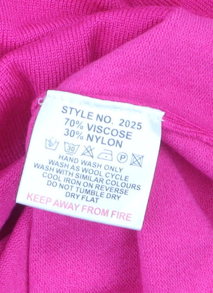 Autonomy Women's Pink Beaded Crew Neck 3/4 Sleeve Jumper Size S
