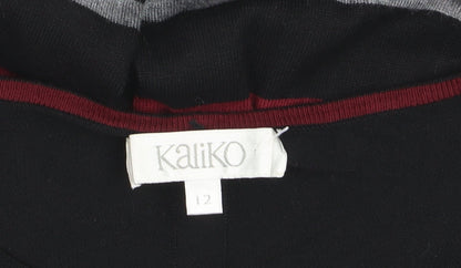 Kaliko Women Black Striped Fit & Flare Knit Dress Size 12