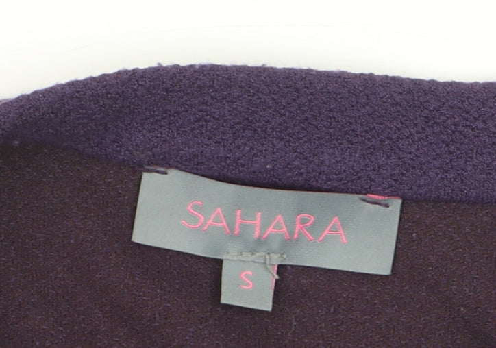 Sahara Women’s Purple Knit Shift Dress S 3/4 Sleeve Button High Neck