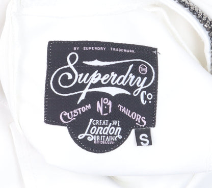 Superdry Women's White Skater Dress S Sleeveless Beaded Neckline