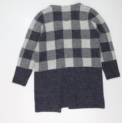 Paramour Women's Grey Check Knit Longline Cardigan Size L