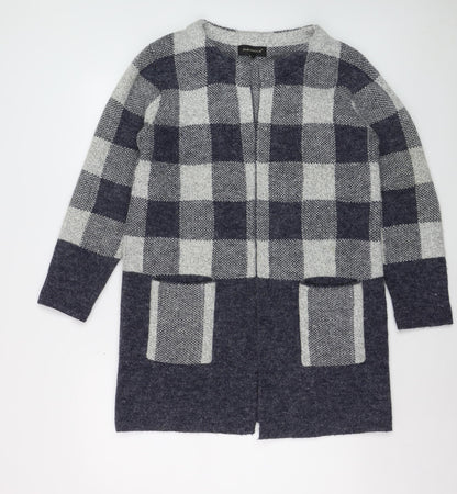 Paramour Women's Grey Check Knit Longline Cardigan Size L
