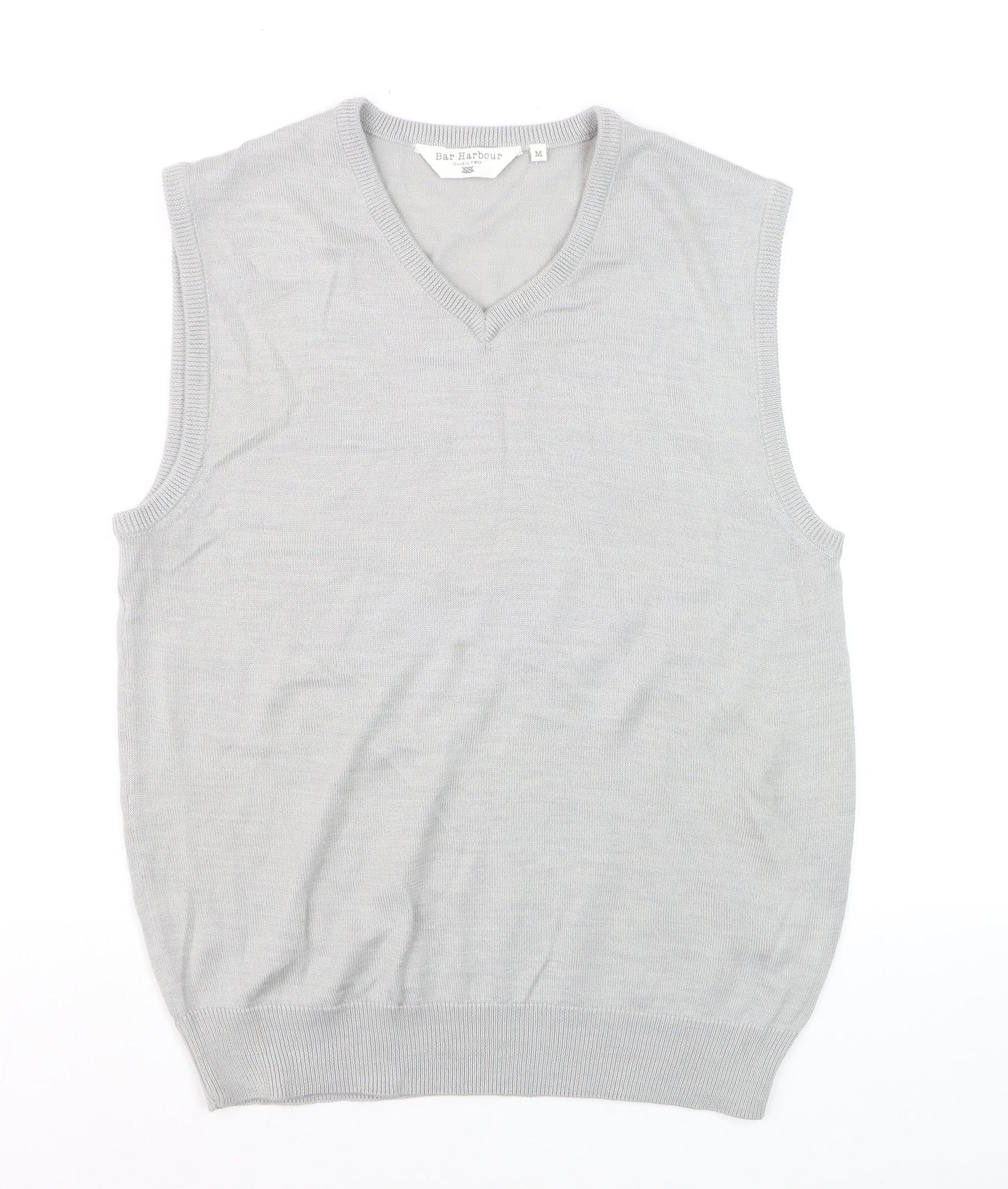 Bar Harbour Men’s Grey V-Neck Sleeveless Merino Wool Blend Vest M
