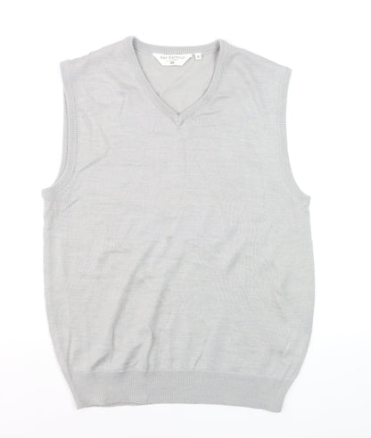 Bar Harbour Men’s Grey V-Neck Sleeveless Merino Wool Blend Vest M