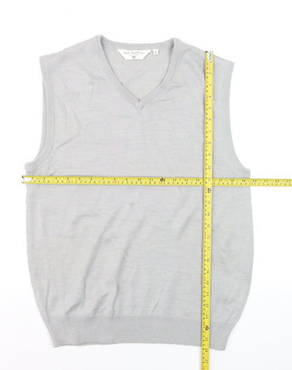 Bar Harbour Men’s Grey V-Neck Sleeveless Merino Wool Blend Vest M