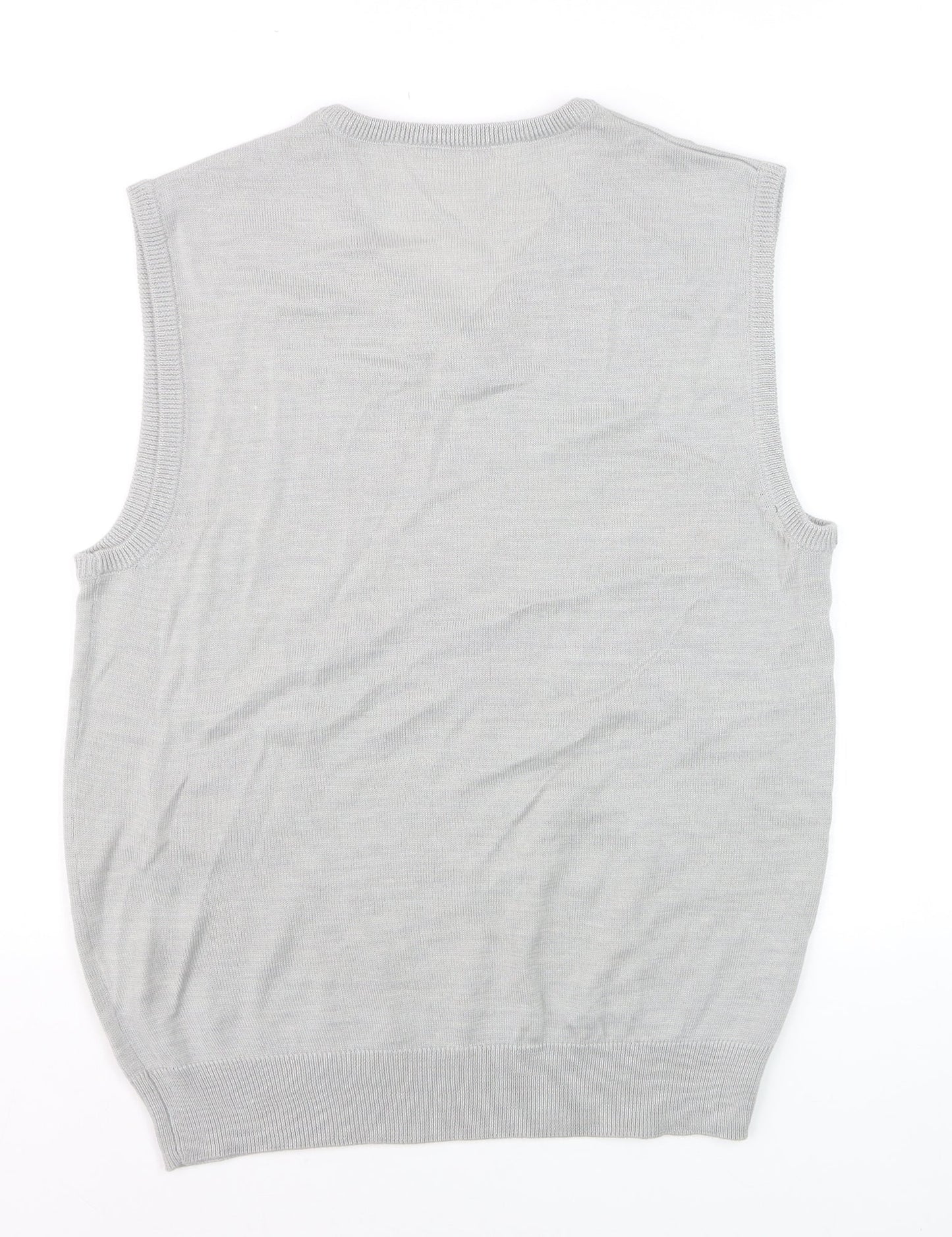 Bar Harbour Men’s Grey V-Neck Sleeveless Merino Wool Blend Vest M